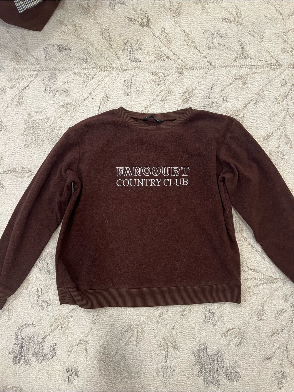SHEIN Brown 'FANCOURT Country Club' Crewneck Sweatshirt